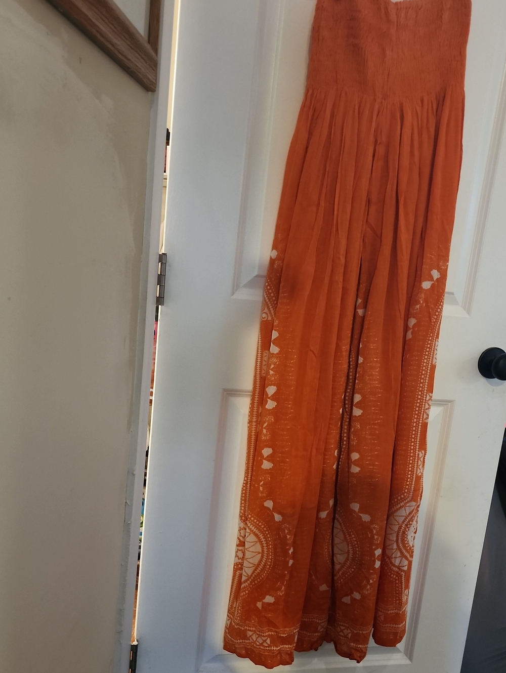 Women's Orange Printed Wide-Leg Jumpsuit